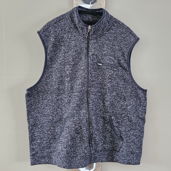 John Bartlett Polyester Fleece Heather Black Full Zip Vest Size Large - Picture 1 of 12